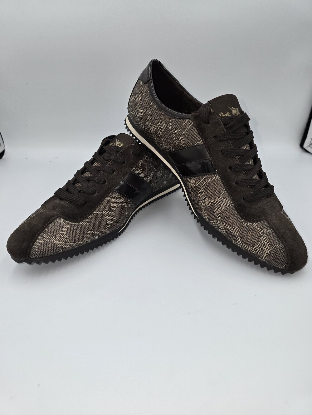 COACH Ivy Sneakers Brown Signature PVC & Suede Womens Size 8B **flaws**